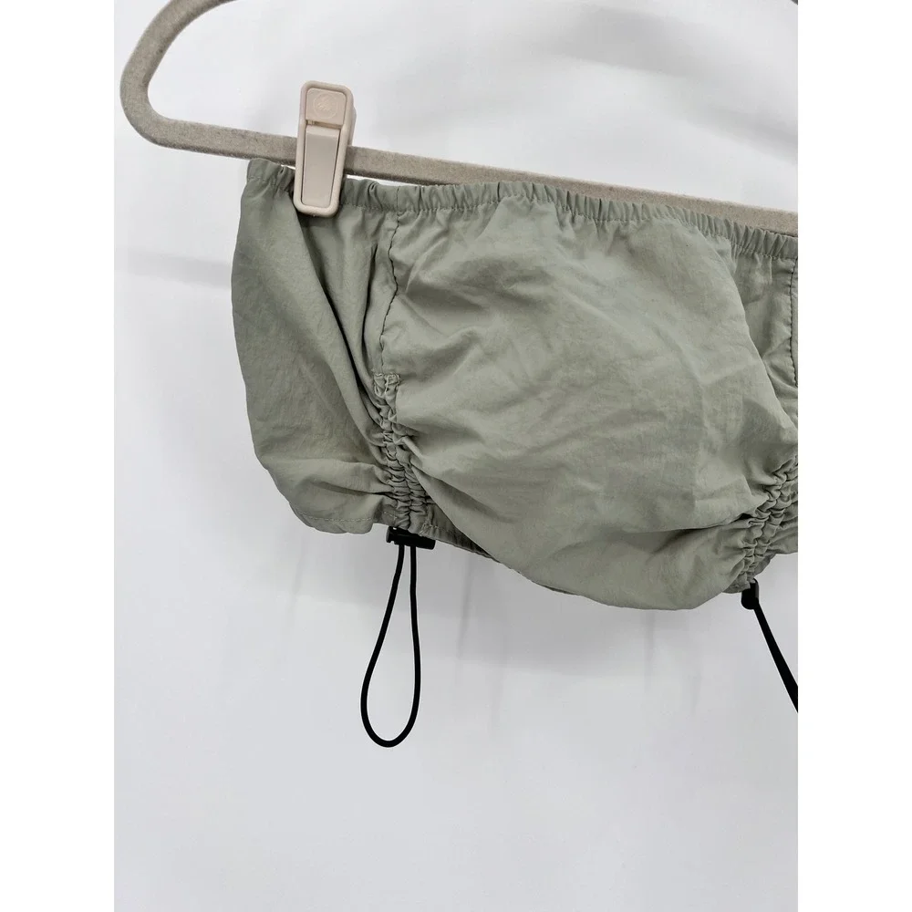 Garage Sage Green Nylon‎ Bungee Cord Bandeau Tube Top Back Zip Small P/S